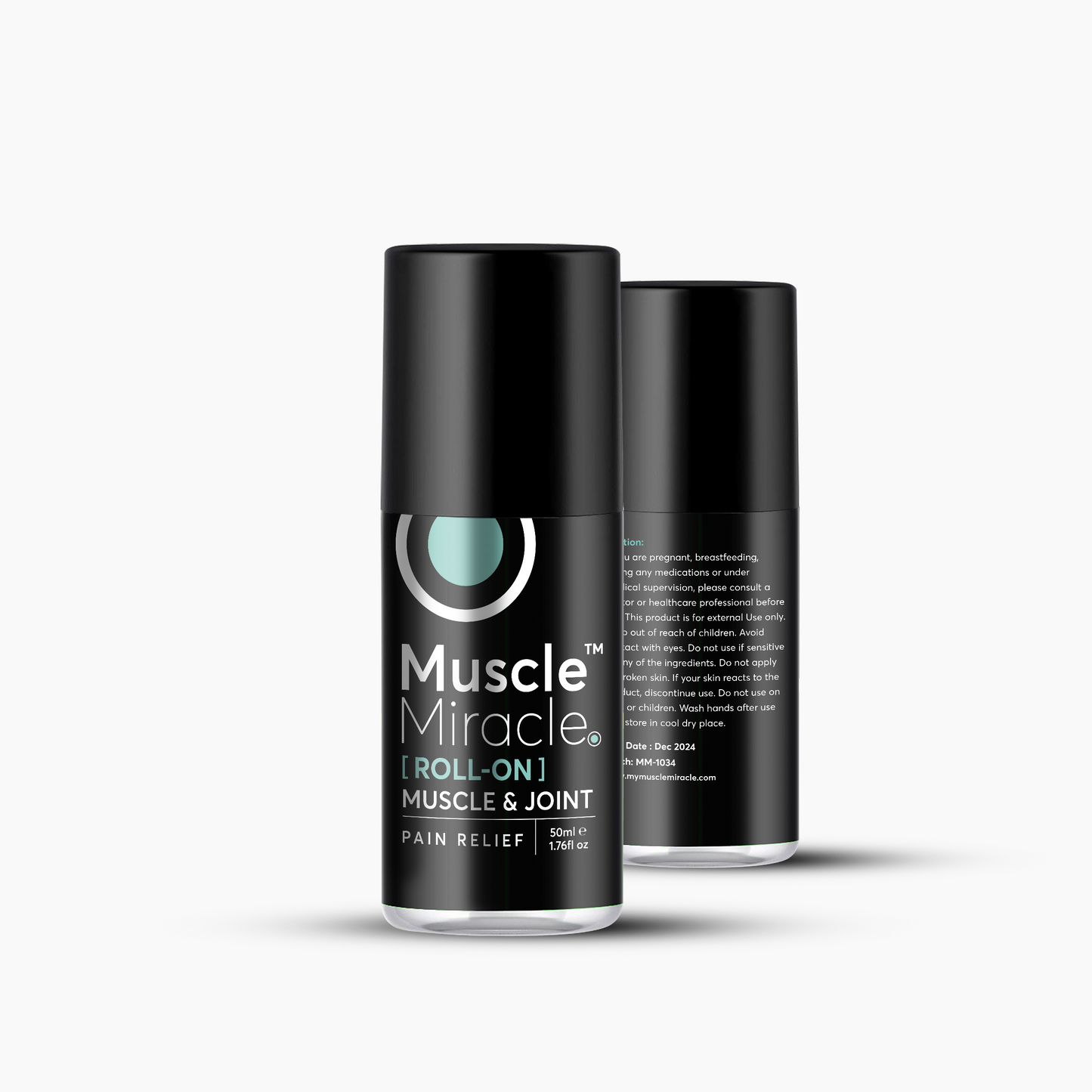 Muscle Miracle Pain Relief Roll-On Second Picture with Back of Packet