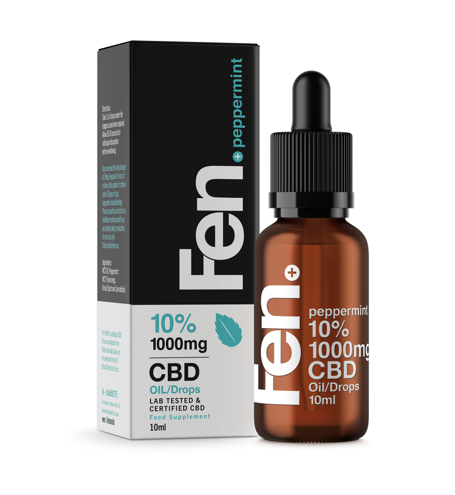 CBD Oil Drops: Peppermint Flavor front facing view of 10% packet for secondary doseage