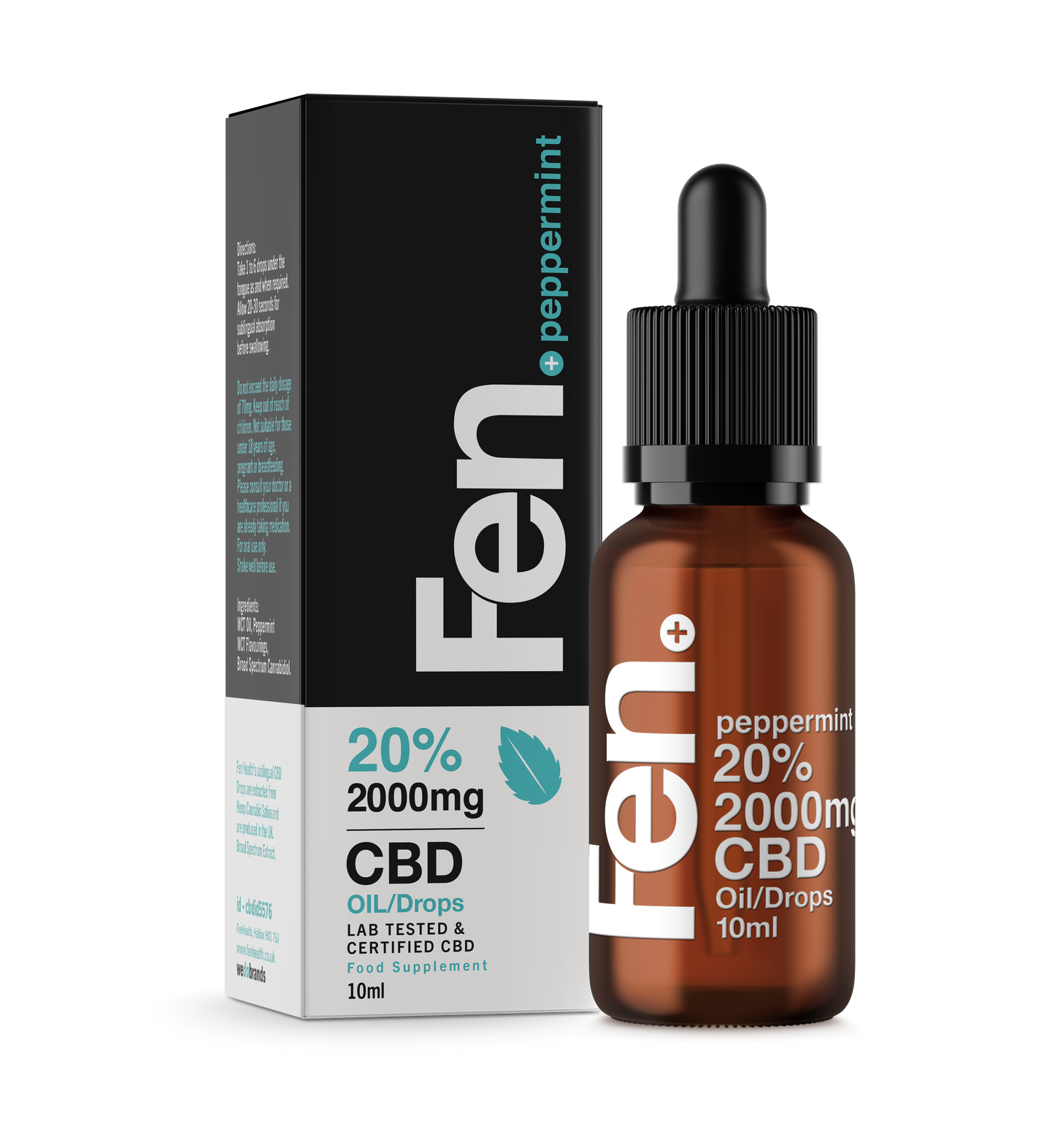 CBD Oil Drops: Peppermint Flavor front facing view of 20% packet