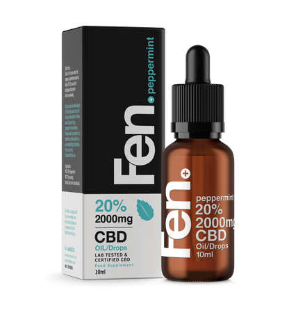 CBD Oil Drops: Peppermint Flavor front facing view of 20% packet